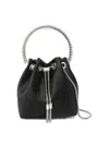 Jimmy Choo Bucket Bag With Chain Handle And Tassel Detail In Black