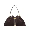 Jimmy Choo Womens Coffee/gold Cinch Medium Suede Shoulder Bag In Brown