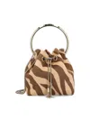 Jimmy Choo Bon Bon Zebra-print Ring-handle Bag In Brown