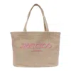 Jimmy Choo Rectangular Woven Texture Tote Bag Dual Handles In Beige