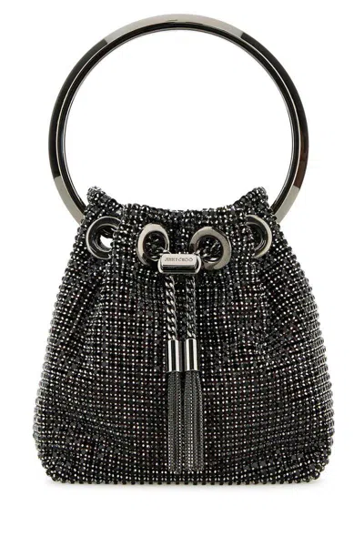 Jimmy Choo Embellished Drawstring Bucket Bag In Black