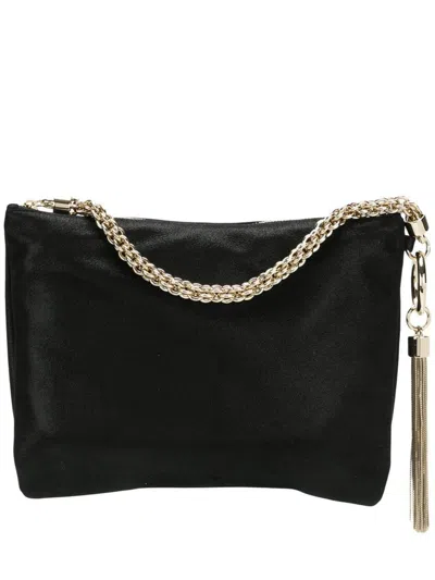 Jimmy Choo Callie Black Shimmer Suede Clutch