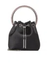Jimmy Choo Bucket Bag With Chain Handle And Tassel Detail In Black/crystal