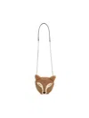 Jimmy Choo Fox Leather-trimmed Shearling Shoulder Bag In Brown
