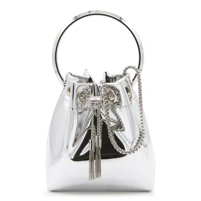 Jimmy Choo Mini Bon Bon Metallic-effect Bucket Bag