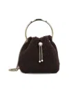Jimmy Choo Bon Bon Shearling Bucket Bag In Brown