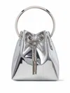 Jimmy Choo Structured Metallic Bucket Bag With Circular Handles In Gray