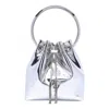 Jimmy Choo Bon Bon Mirror Fabric With Metal Handle In Silver