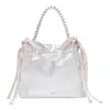 Jimmy Choo Drawstring Mini Tote Bag In Silver