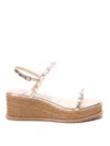 Jimmy Choo Amatuus Pearl-embellished Leather Wedge Sandals In Neutral
