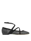 Jimmy Choo Astoria Crystal Mesh Caged Ballerina Flats In Black