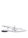 Jimmy Choo Pointed Toe Metallic Leather Sling Back Ballerina