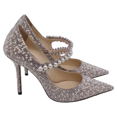 Jimmy Choo Baily 100 Crystal And Pearl Embellishmed Pumps In Silver Pearl