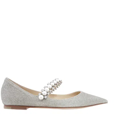 Jimmy Choo Baily Pointed-toe Ballerina Flats In Silver