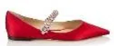 Jimmy Choo Baily Satin Pointed-toe Ballerina Flats In Red