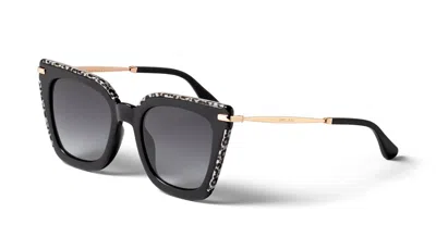 Pre-owned Jimmy Choo Balenciaga Bb0258s Shiny Black/grey (001) Sunglasses In Gray