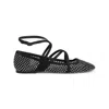 Jimmy Choo Astoria Crystal Mesh Caged Ballerina Flats In Black