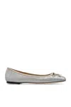 Jimmy Choo Silver Leather Ballet Flats In Powder