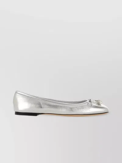 Jimmy Choo Silver Nappa Leather Ballerinas