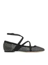 Jimmy Choo Pointed Toe Studded Leather Ballerinas In Black