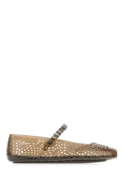 JIMMY CHOO GRAPHITE RUBBER JELLY BALLERINAS