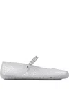 Jimmy Choo Clear Jelly Ballerina Flats With Crystal Embellishment In Silver