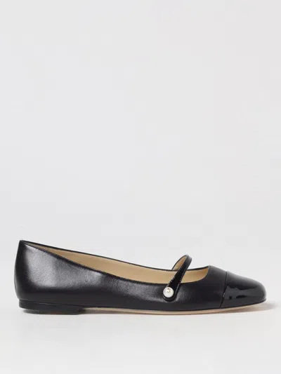 Jimmy Choo Elisa Black Nappa And Patent Leather Flats