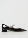 Jimmy Choo Black Ballet Flats With Crystals On Strap In Black