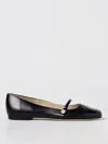 Jimmy Choo Elegant Ballerina Flat Shoes With Patent And Nappa Leather Detailing In Black