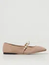 Jimmy Choo Suede Leather Ballerina Flats With Pearl In Pink