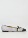 Jimmy Choo Elisa Glittered And Patent-leather Mary Jane Ballet Flats In Silber