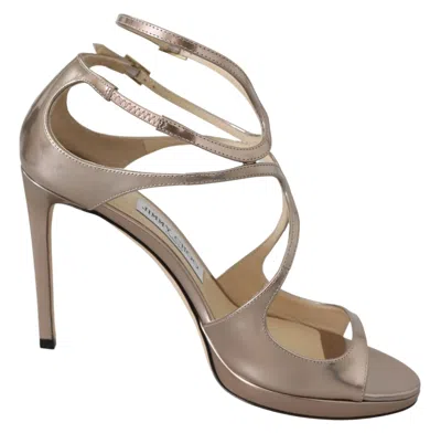 JIMMY CHOO BALLET PINK LIQUID MIRROR LEATHER WOMEN'S SANDALS