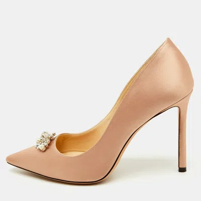 Pre-owned Jimmy Choo Ballet Pink Satin Crystal Embellished Alexa Pumps Size 38