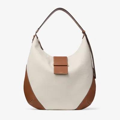 Jimmy Choo Medium Bar Hobo Leather-trim Shoulder Bag In White