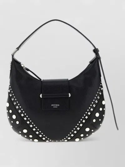 Jimmy Choo Bar Hobo Shoulder Bag Flap Pearls Studs Handle