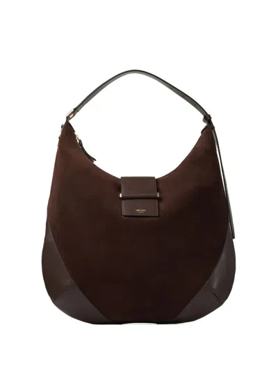 Jimmy Choo Bar Hobo Suede Leather Shoulder Bag In Brown