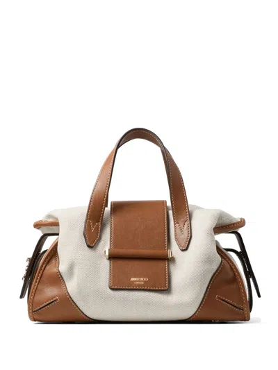Jimmy Choo Bar Leather-trim Tote Bag In Brown