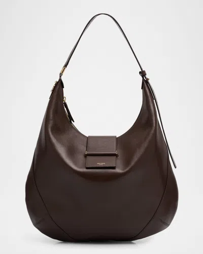 Jimmy Choo Bar Medium Leather Hobo Shoulder Bag In Brown