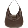 Jimmy Choo Bar Medium Leather Hobo Shoulder Bag In Brown