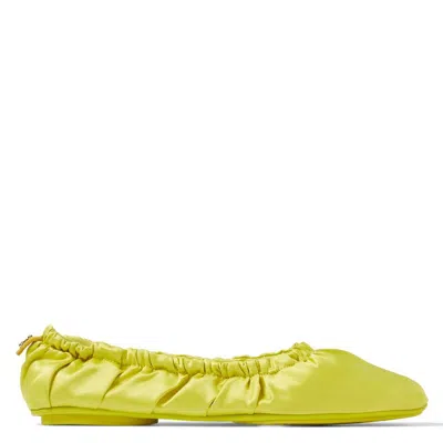 Jimmy Choo Bardo Satin Ballet Flats In Green