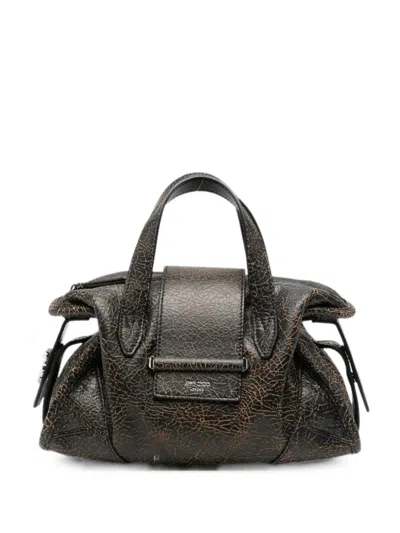 Jimmy Choo Barfilo Cracked-effect Tote Bag In Black
