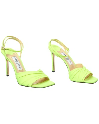 Pre-owned Jimmy Choo Basil 95 Leather Sandal (authentic Pre-loved) In Green