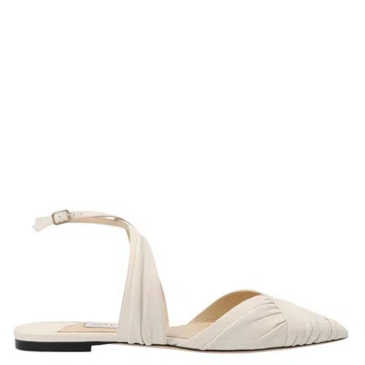 Jimmy Choo Basil Crossover Leather Slingback Flats In Neutral