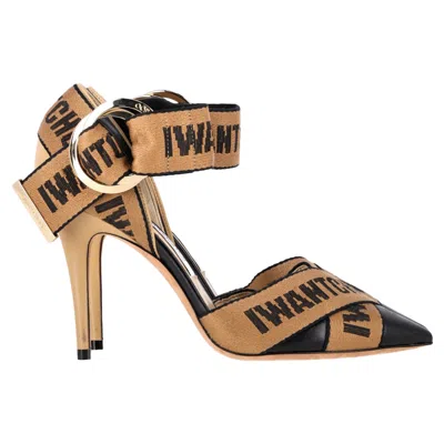 Jimmy Choo Bea Printed Ankle Strap Pumps In Brown Canvas