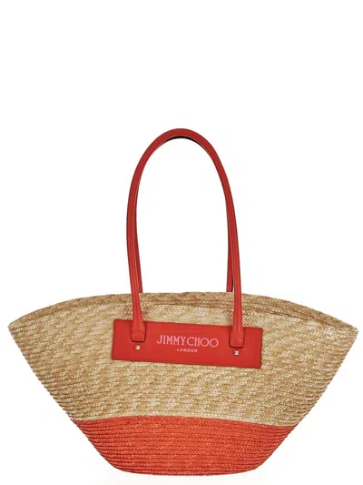 Jimmy Choo Beach Basket Tote Bag In Beige