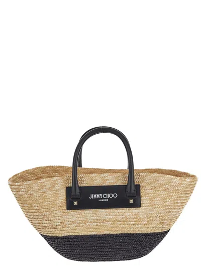 Jimmy Choo Beach Basket Small Shopper Bag In Black