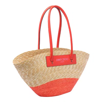 Jimmy Choo 'beach Basket Tote/m' Shopping Bag In Fuchsia