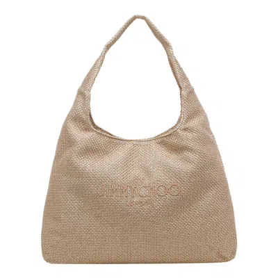 Jimmy Choo Beach Diamond Hobo Bag In Sand