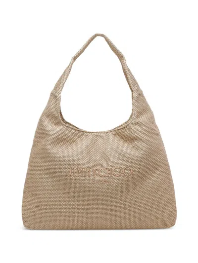 Jimmy Choo Beach Diamond Hobo Tote Bag In Neutral