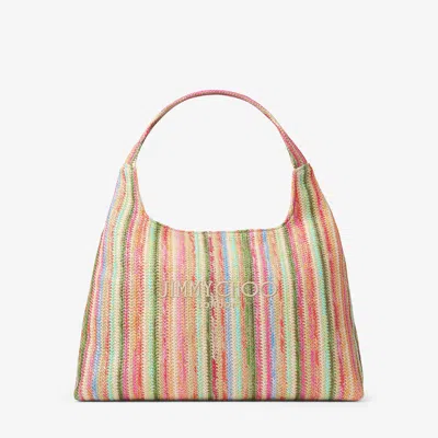 Jimmy Choo Beach Diamond Hobo L In Multi/ecru/light Gold